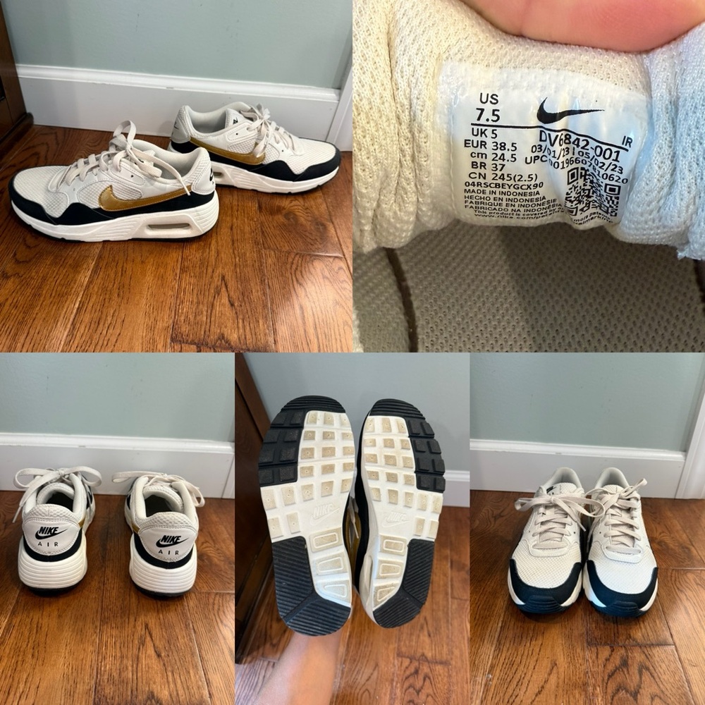 Nike Cream and Black Sneakers with Gold Detail